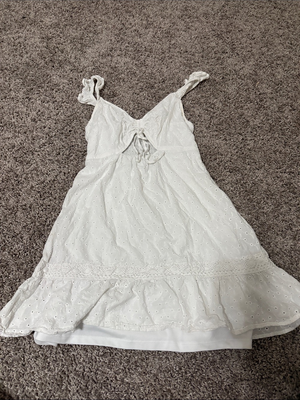 White Eyelet Tie-Front Sundress